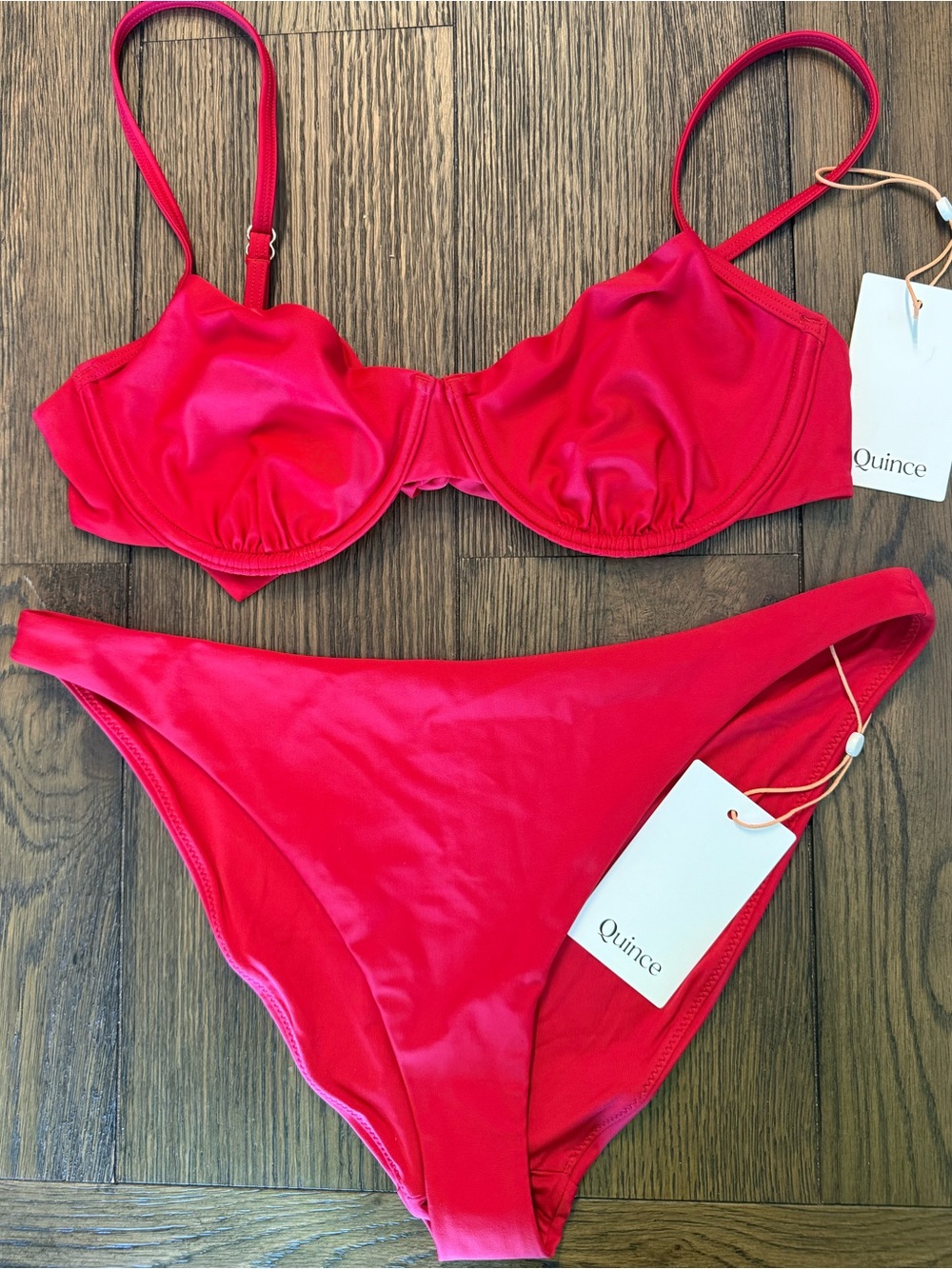 NWT Quince Red Underwire Bikini Set Medium Sustainable Swimwear